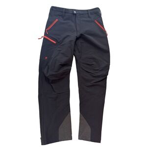 Stoic Men's Black Ski Snow Pants with Orange Logo and Trim Size Large Pristine!